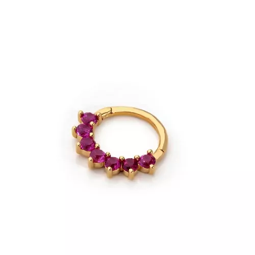 KIRMIZI YEDİTAŞLI HELİX PİERCİNG KÜPE