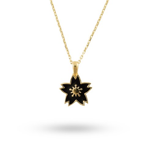 SİYAH MİNELİ ÇİÇEK KOLYE