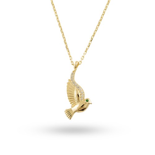 YEŞİL TAŞLI GÜVERCİN KOLYE