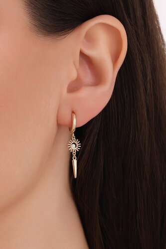 Güneş Çubuklu Halka Küpe