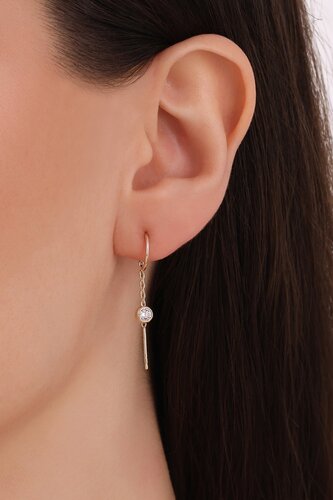 Tektaş Sallantılı Zincir Küpe