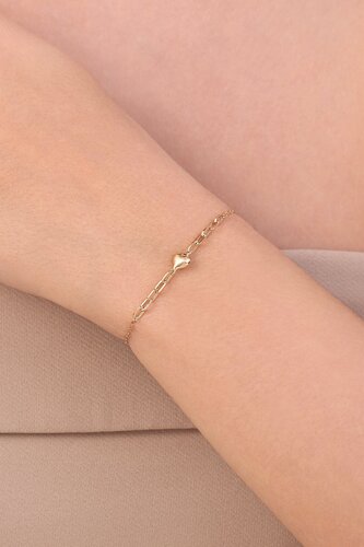 Ataç Zincirli Kalp Bileklik