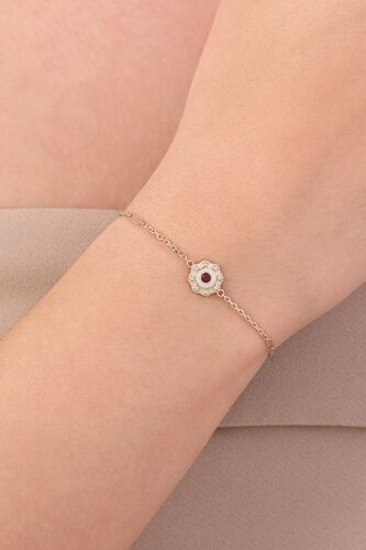 Kırmızı Mineli Tasarım Bileklik