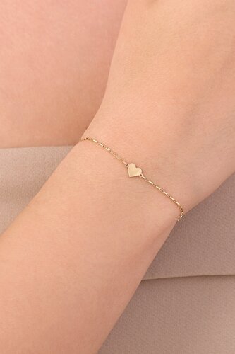 Mini Uzun Ataç Zincirli Kalp Bileklik