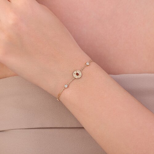 Kırmızı Taşlı Tasarım Bileklik