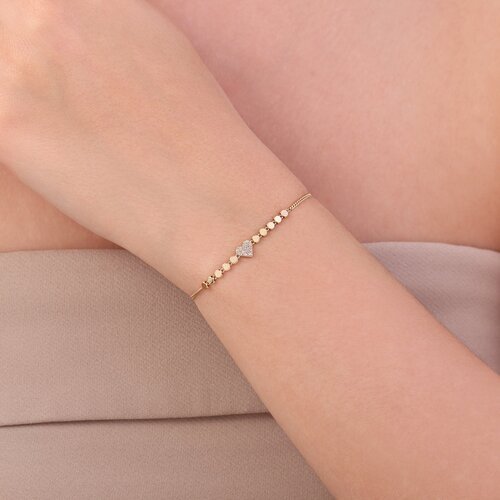 TAŞLI KALP TOP ZİNCİR BİLEKLİK