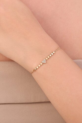 TAŞLI KALP TOP ZİNCİR BİLEKLİK