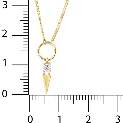 Kare Taşlı Kısa Üçgenli Aynalı Zincir Halkalı Kolye