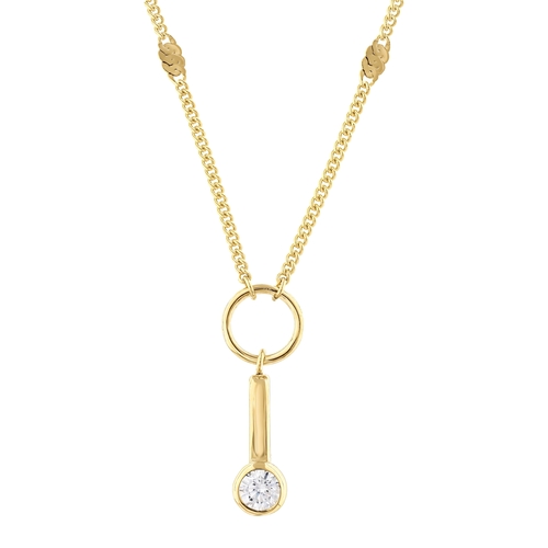 Yuvarlak Taşlı Çubuklu Aynalı Zincir Halkalı Kolye