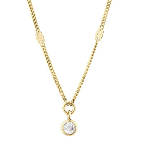 Yuvarlak Taşlı Aynalı Zincir Choker Kolye