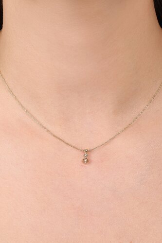 Minimal Taşlı Yoncalı Toplu Kolye