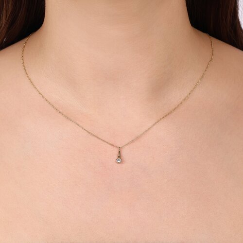 Taşlı Çizgili Konik Kolye