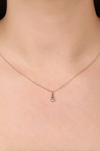 Taşlı Çizgili Konik Kolye