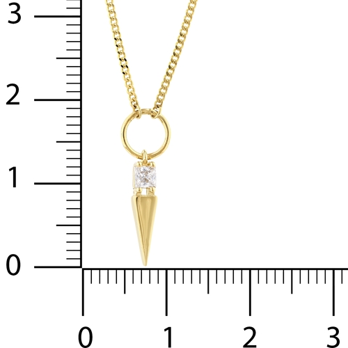 Kare Taşlı Uzun Üçgenli İnce Gurmet Zincir Halkalı Kolye