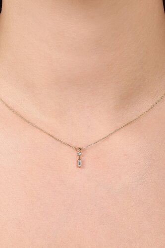 Minimal ve Baget Taşlı Çubuklu Toplu Kolye