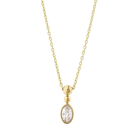 Oval Tek Taş Toplu Kolye