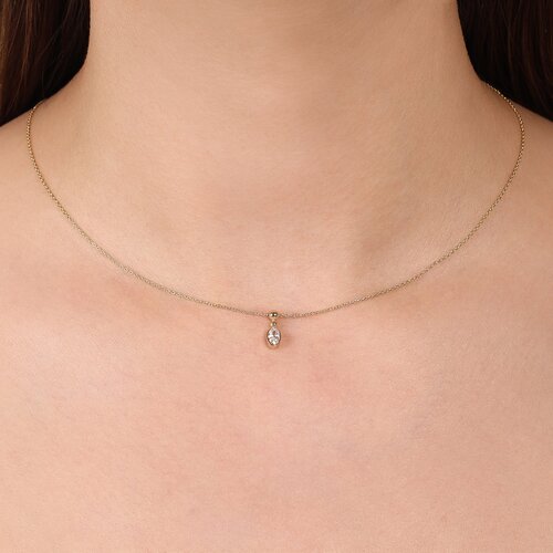 Oval Tek Taş Toplu Kolye