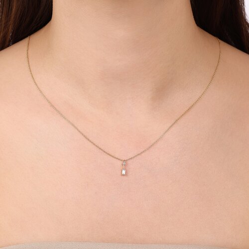 Minimal ve Baget Taşlı Çubuklu Kolye