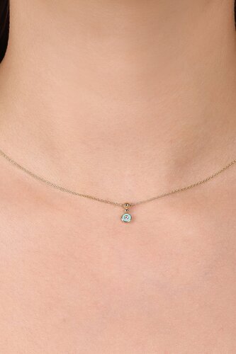 Turkuaz Mineli Taşlı Toplu Kolye