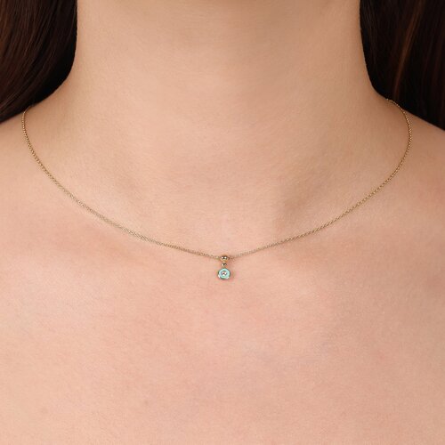 Turkuaz Mineli Taşlı Toplu Kolye