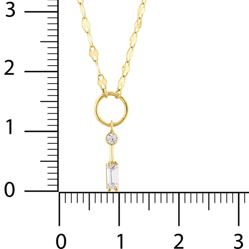 Minimal ve Baget Taşlı Çubuklu Ezme Forse Zincir Halkalı Kolye