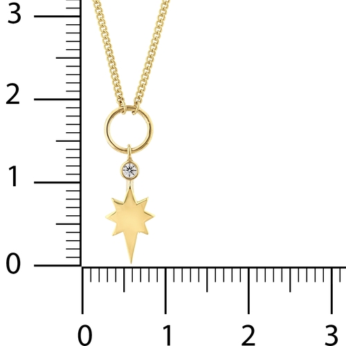 Minimal Taşlı Kutup Yıldızı Aynalı Zincir Halkalı Kolye