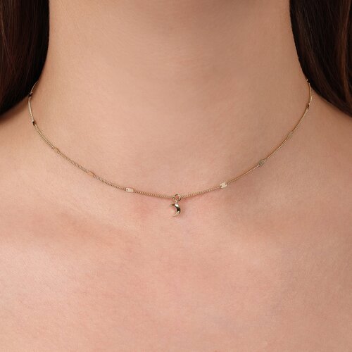 Hilal Aynalı Zincir Choker Kolye