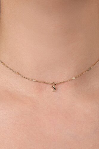 Hilal Aynalı Zincir Choker Kolye