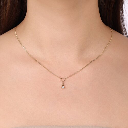 Taşlı Çizgili Konik İnce Gurmet Zincir Halkalı Kolye