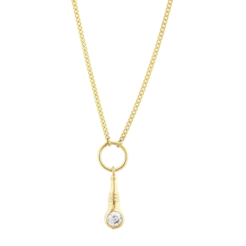 Taşlı Çizgili Konik İnce Gurmet Zincir Halkalı Kolye