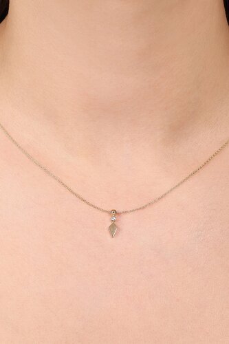 Minimal Taşlı Uzun Elmas Toplu Kolye