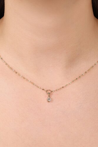 Oval Taşlı Ezme Forse Zincir Halkalı ve Toplu Kolye