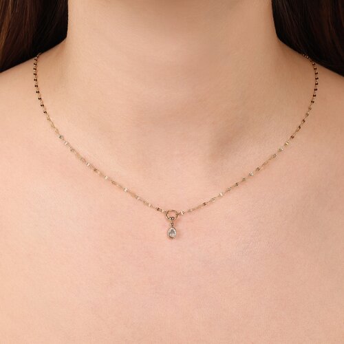 Oval Taşlı Ezme Forse Zincir Halkalı ve Toplu Kolye