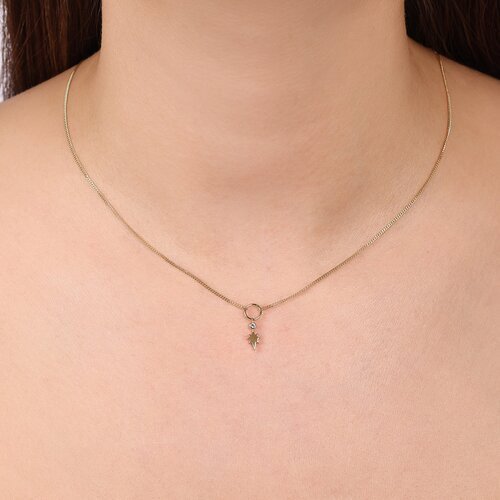 Minimal Taşlı Kutup Yıldızı İnce Gurmet Zincir Halkalı Kolye