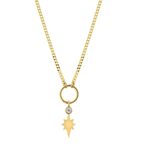 Minimal Taşlı Kutup Yıldızı İnce Gurmet Zincir Halkalı Kolye