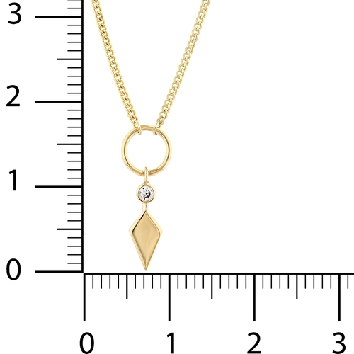 Minimal Taşlı Uzun Elmas Aynalı Zincir Halkalı Kolye