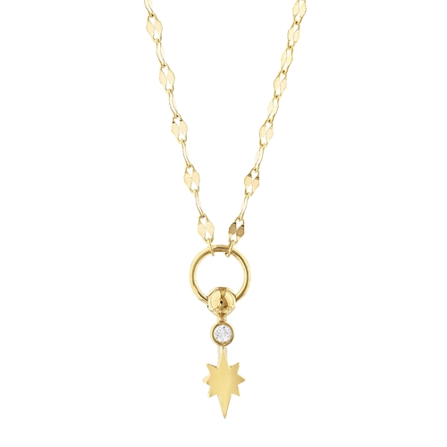 Minimal Taşlı Kutup Yıldızı Ezme Zincir Halkalı ve Toplu Kolye