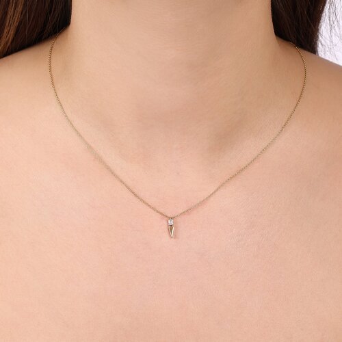 Kare Taşlı Kısa Üçgenli Kolye