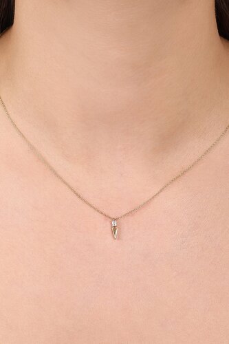 Kare Taşlı Kısa Üçgenli Kolye