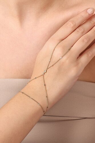 Minimal Taşlı Kutup Yıldızı Aynalı Zincir Tek Tur Şahmeran