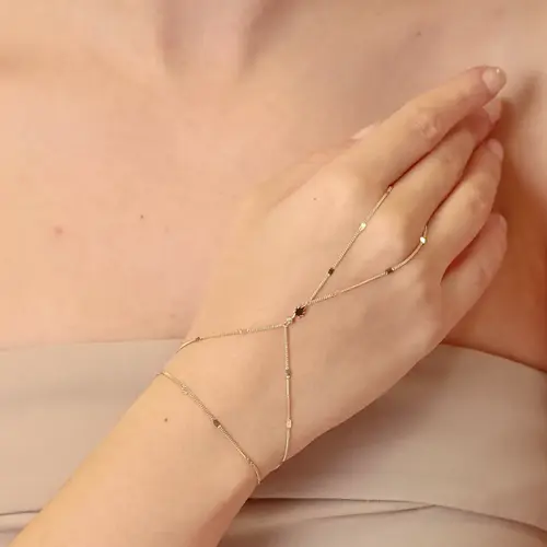 Minimal Taşlı Kutup Yıldızı Aynalı Zincir Tek Tur Şahmeran