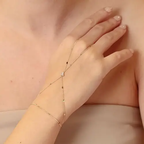 Minimal ve Baget Taşlı Aynalı Zincir Tek Tur Şahmeran