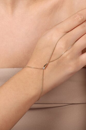 Taşlı Uzun Piramidik İnce Gurmet Zincir Şahmeran