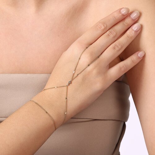 Minimal Taşlı Yoncalı Aynalı Zincir Tek Tur Şahmeran