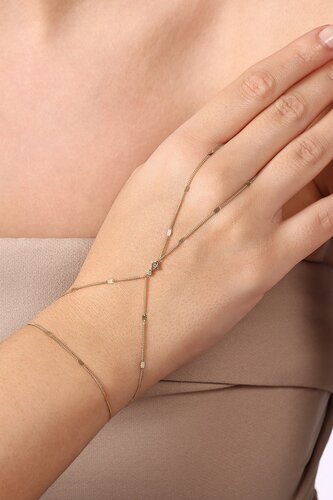 Minimal Taşlı Yoncalı Aynalı Zincir Tek Tur Şahmeran