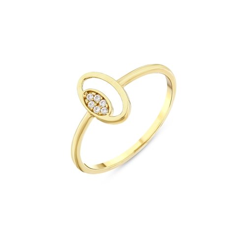 Oval Taşlı Çerçeve Yüzük