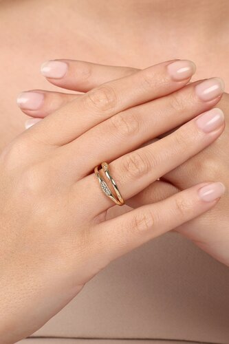 İkili Oval Taşlı Yüzük