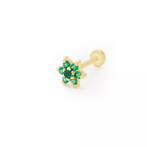 YEŞİL TAŞLI LOTUS ÇİÇEĞİ TRAGUS KÜPE