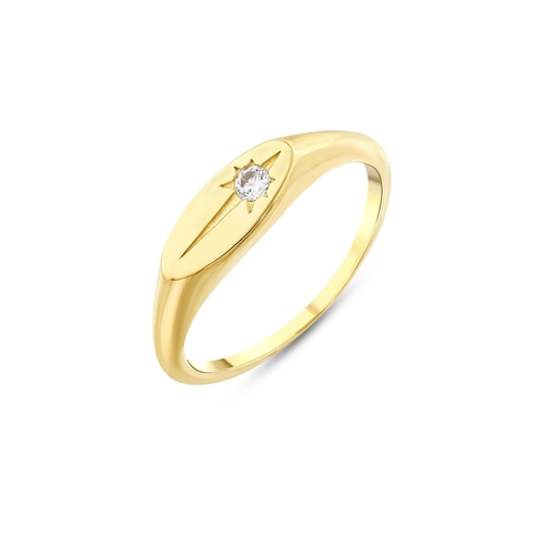 Kutup Yıldızı Motifli Oval Yüzük