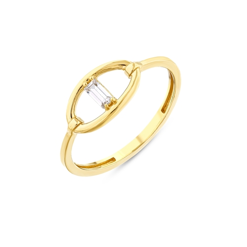 Oval Çerçeveli Baget Taşlı Yüzük